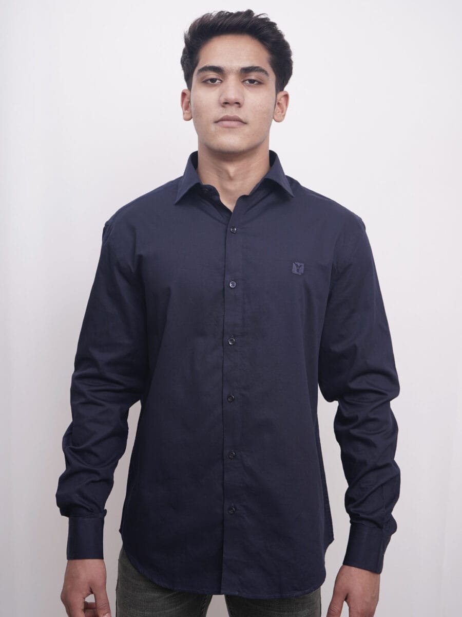 Authentic Natural Cotton Shirt for Men - Navy Blue