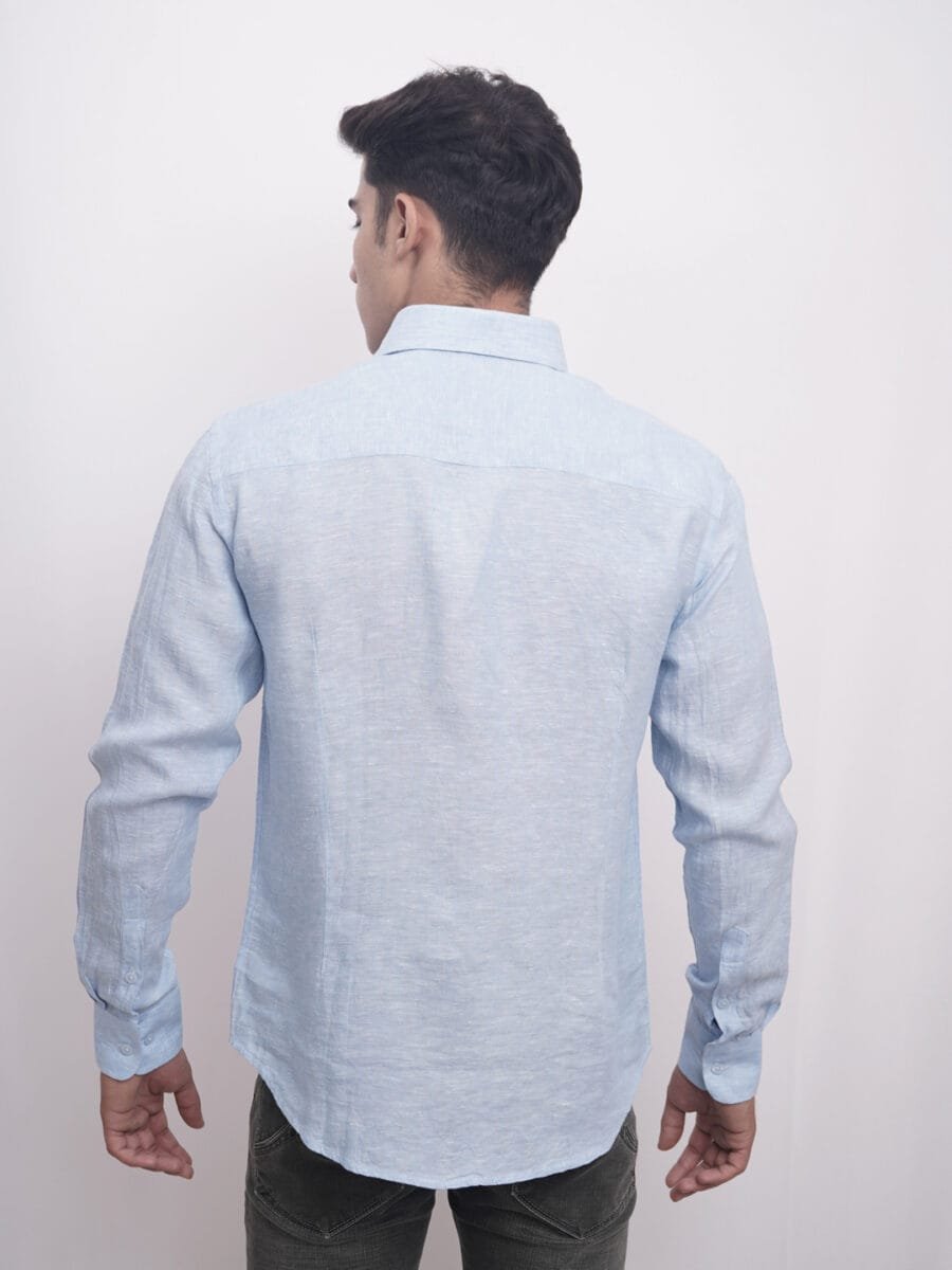 Imperial Linen Shirt for Men - Light Blue - Image 2