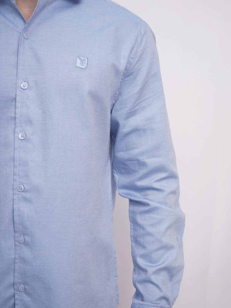 Royal Mulberry Cotton Shirt for Men - Light Blue (Small white dotted) - Image 3