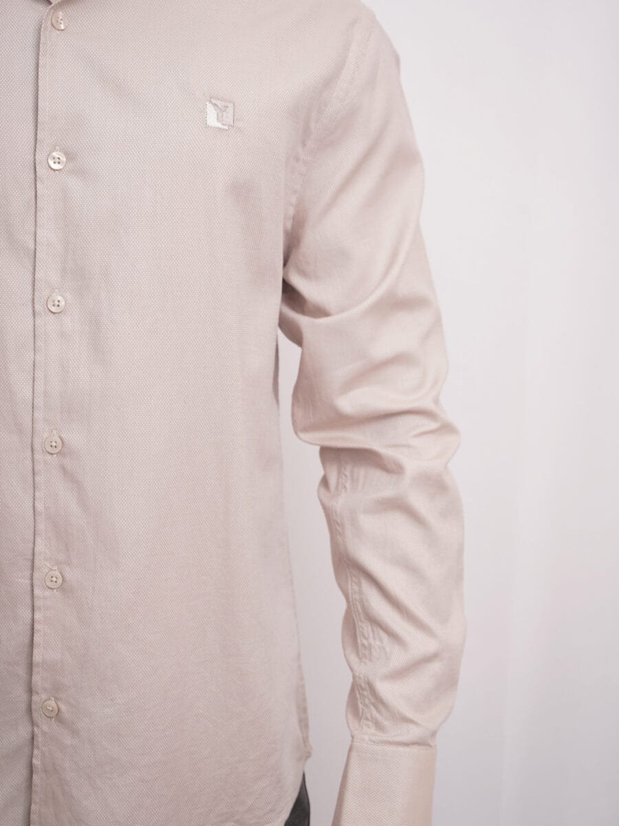 Royal Mulberry Cotton Shirt for Men - Beige (Small white dotted) - Image 3