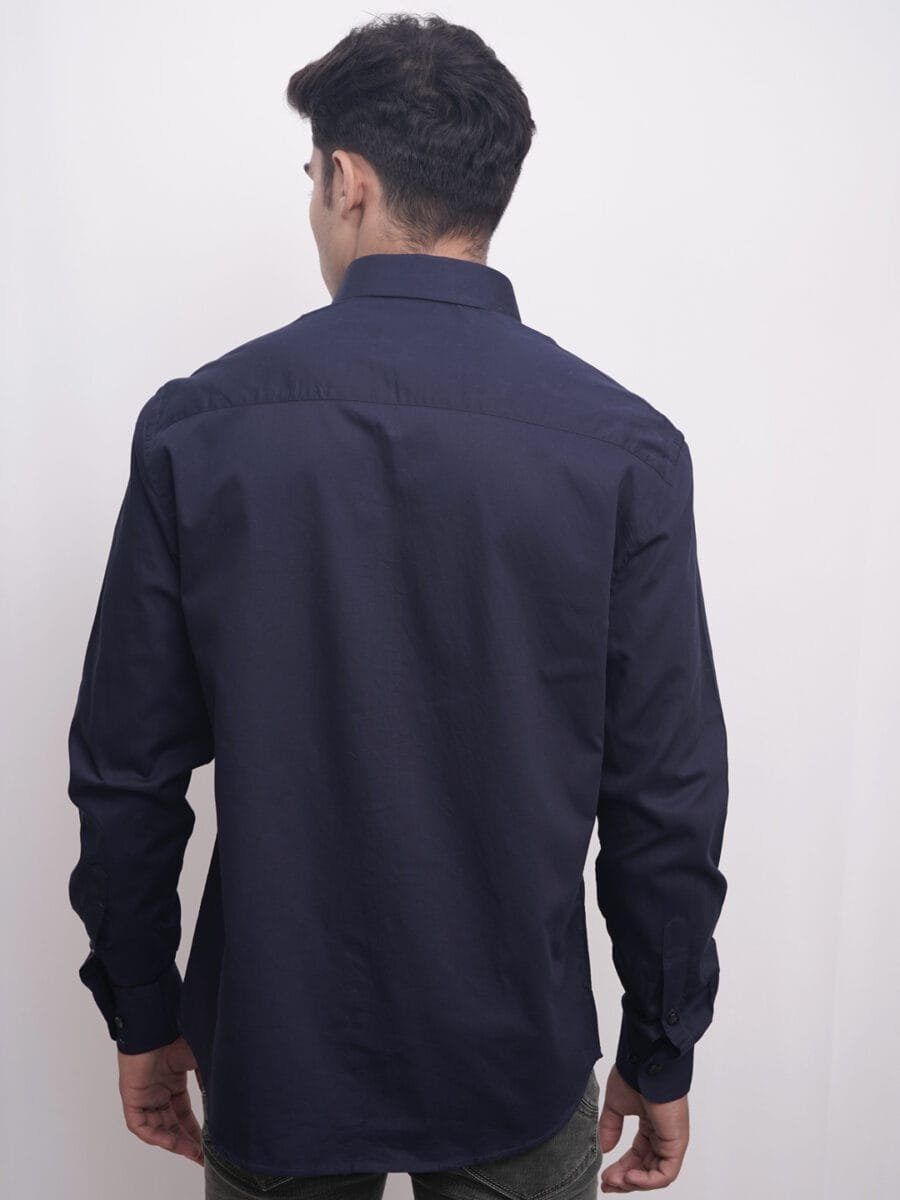 Authentic Natural Cotton Shirt for Men - Navy Blue - Image 2