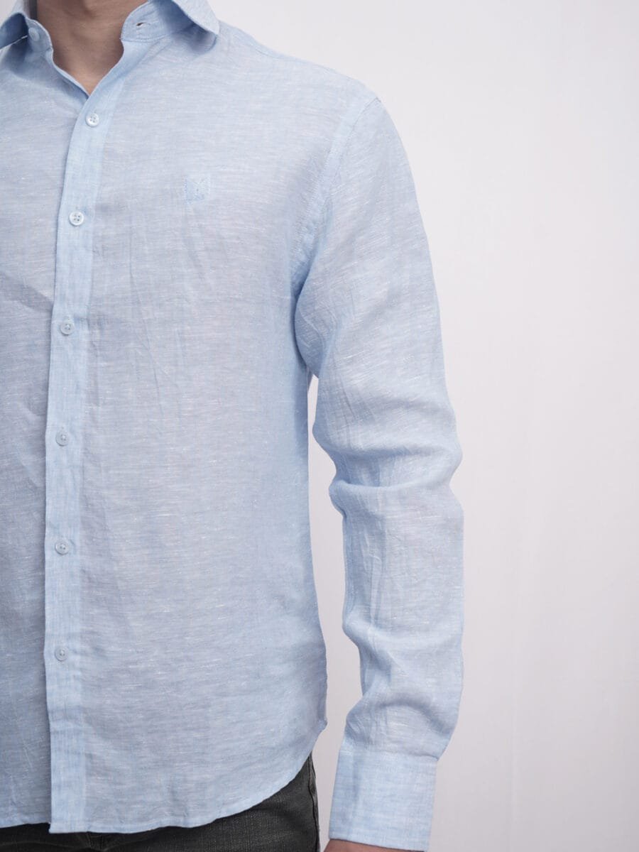 Imperial Linen Shirt for Men - Light Blue - Image 3