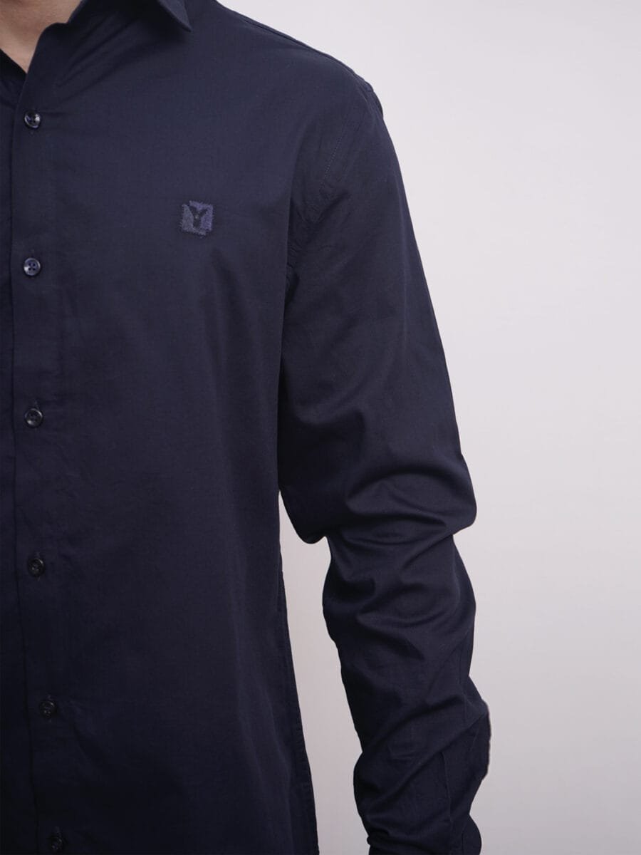 Authentic Natural Cotton Shirt for Men - Navy Blue - Image 3