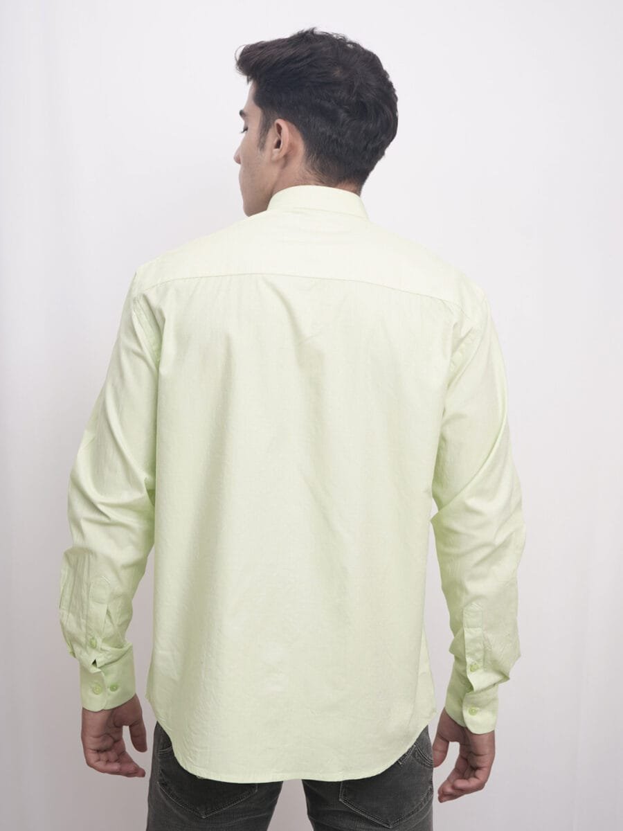 Diamond Dotted Stand-Collar Shirt for Men - Light Green (White Dotted) - Image 2