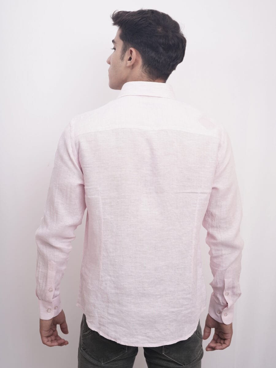 Imperial Linen Shirt for Men - Light Pink - Image 2