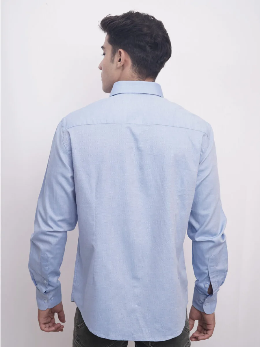 Royal Mulberry Cotton Shirt for Men - Light Blue (Small white dotted) - Image 2