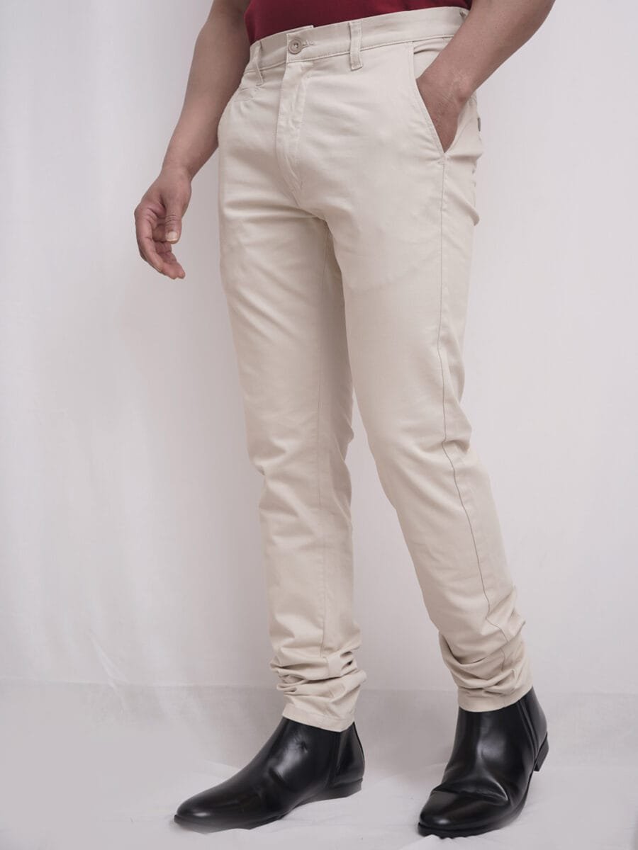 Luxury Elegant Cotton Pant for Men - Cream - Image 2