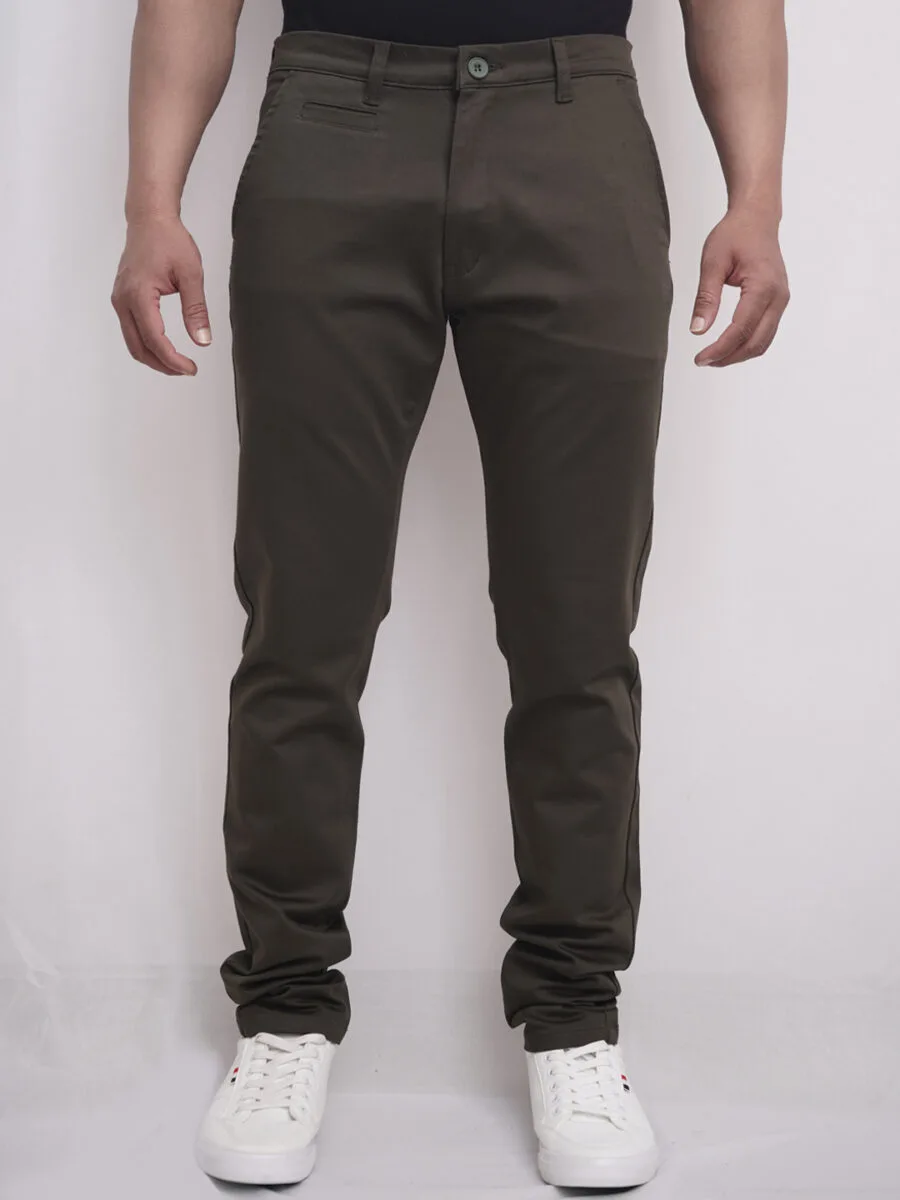 Vintage Vibes Comfort Cotton Pant for Men - Military Green