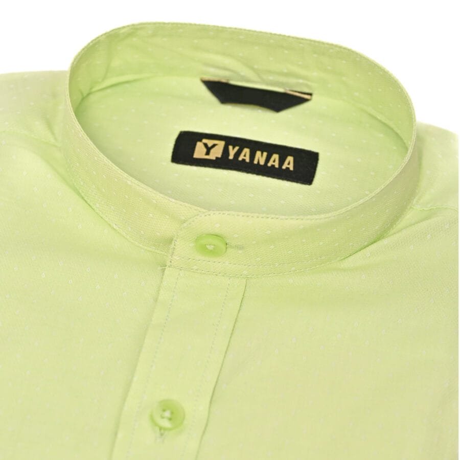 Diamond Dotted Stand-Collar Shirt for Men - Light Green (White Dotted) - Image 5