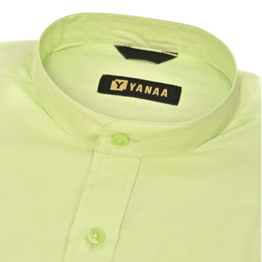 Diamond Dotted Stand-Collar Shirt for Men - Light Green (White Dotted) - Image 5